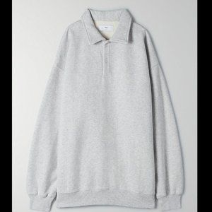 TNA Cozy Af Boyfriend Polo Sweatshirt